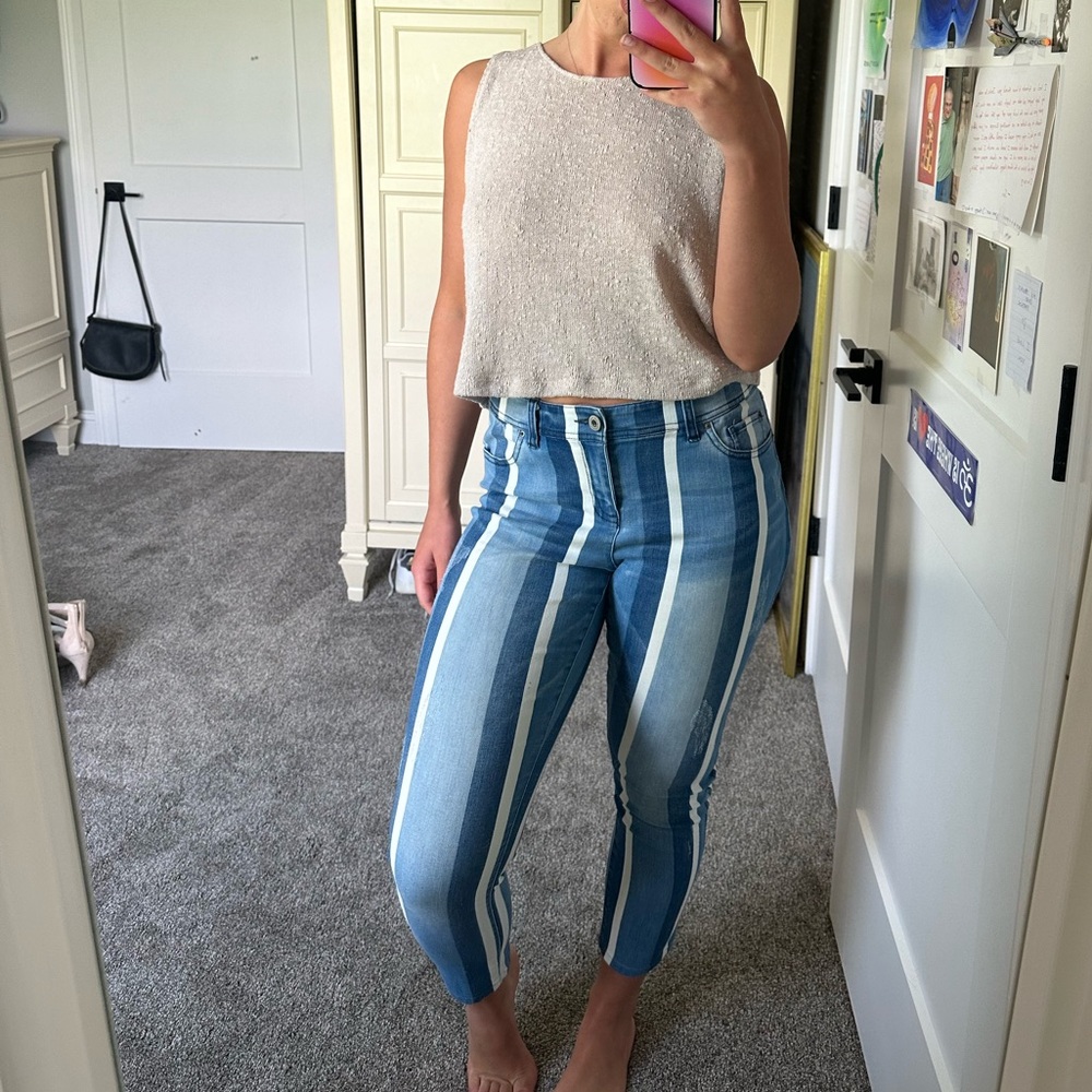 Blue Striped Women's Jeans